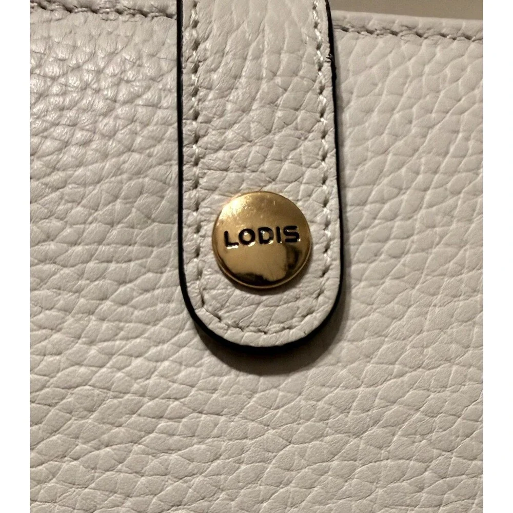 LODIS Genuine Leather Iris Skinny Wallet Snap Closure ID RFDI Protection